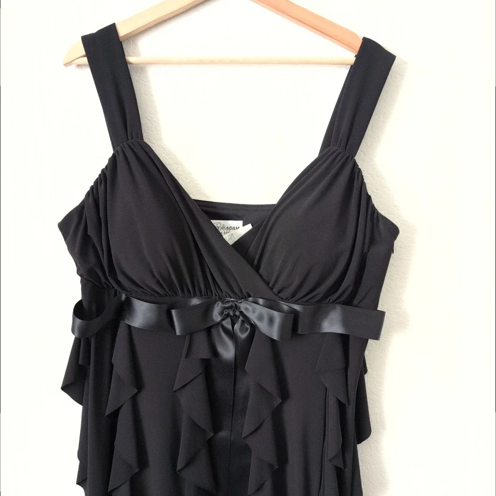 Vintage 90s Y2K Black Ruffle Cocktail Dress 18W Layered Whimsigoth Prom Babydoll